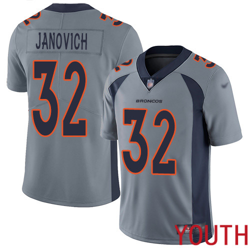 Youth Denver Broncos #32 Andy Janovich Limited Silver Inverted Legend Football NFL Jersey->women nfl jersey->Women Jersey